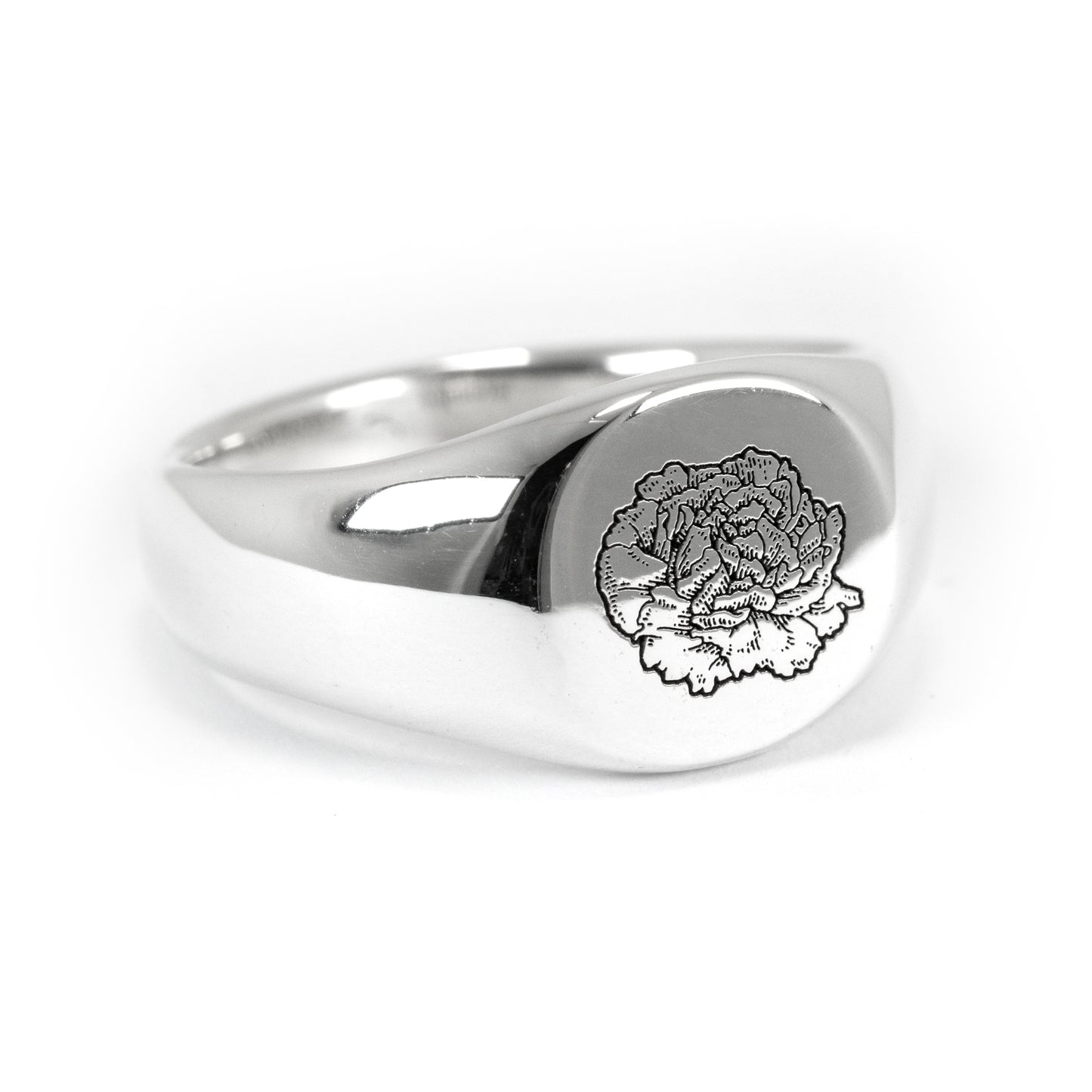 Carnation Signet Ring – Handmade Solid 925 Silver | Oscar Wilde Inspired MLM Symbol
