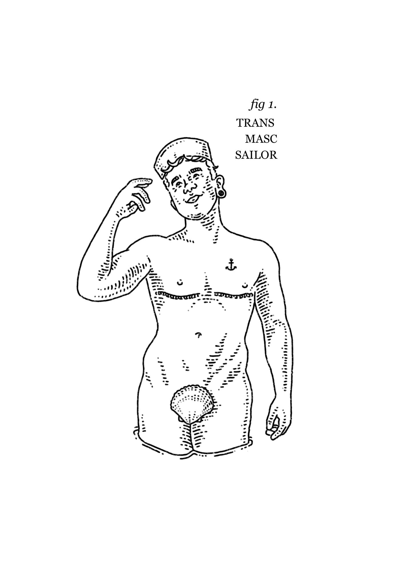 Queer Sea Themed Tattoo Flash Sheet | Monochrome Line Art