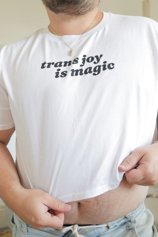 Unisex Crop Top Shirt – "Trans Joy Is Magic" Minimalist Design