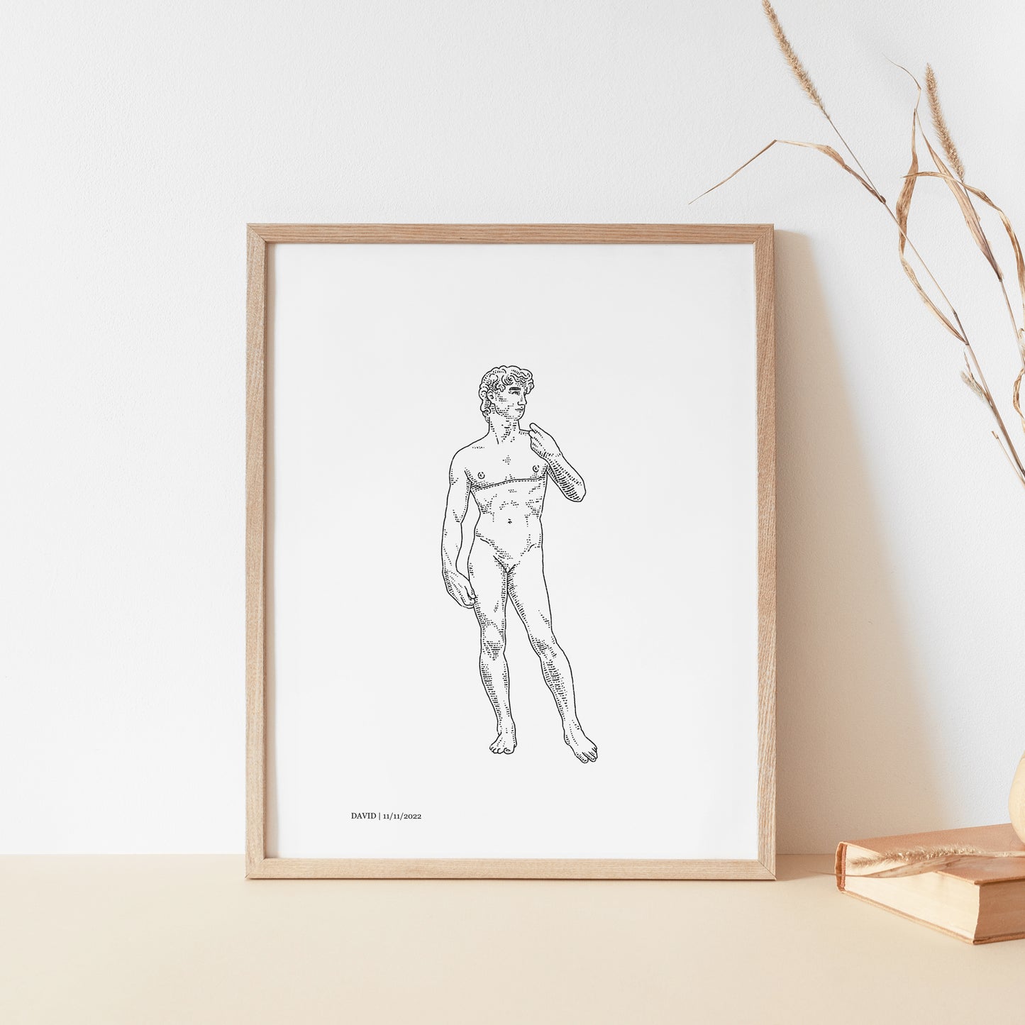 Minimalist Line Art Print | David | Queer Trans Masc Classical Statue