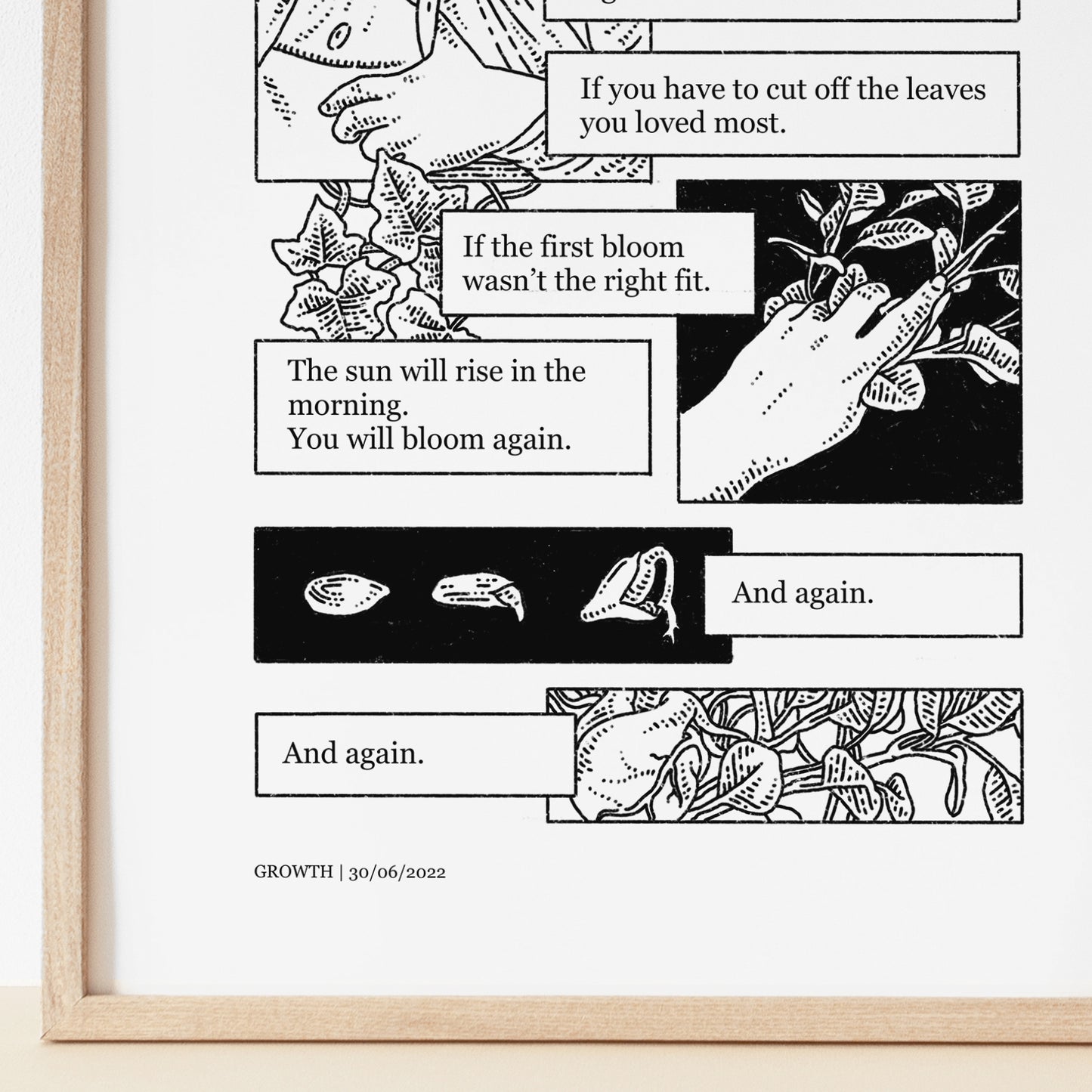 Growth Comic Print | Queer & Trans Poetry Line Art