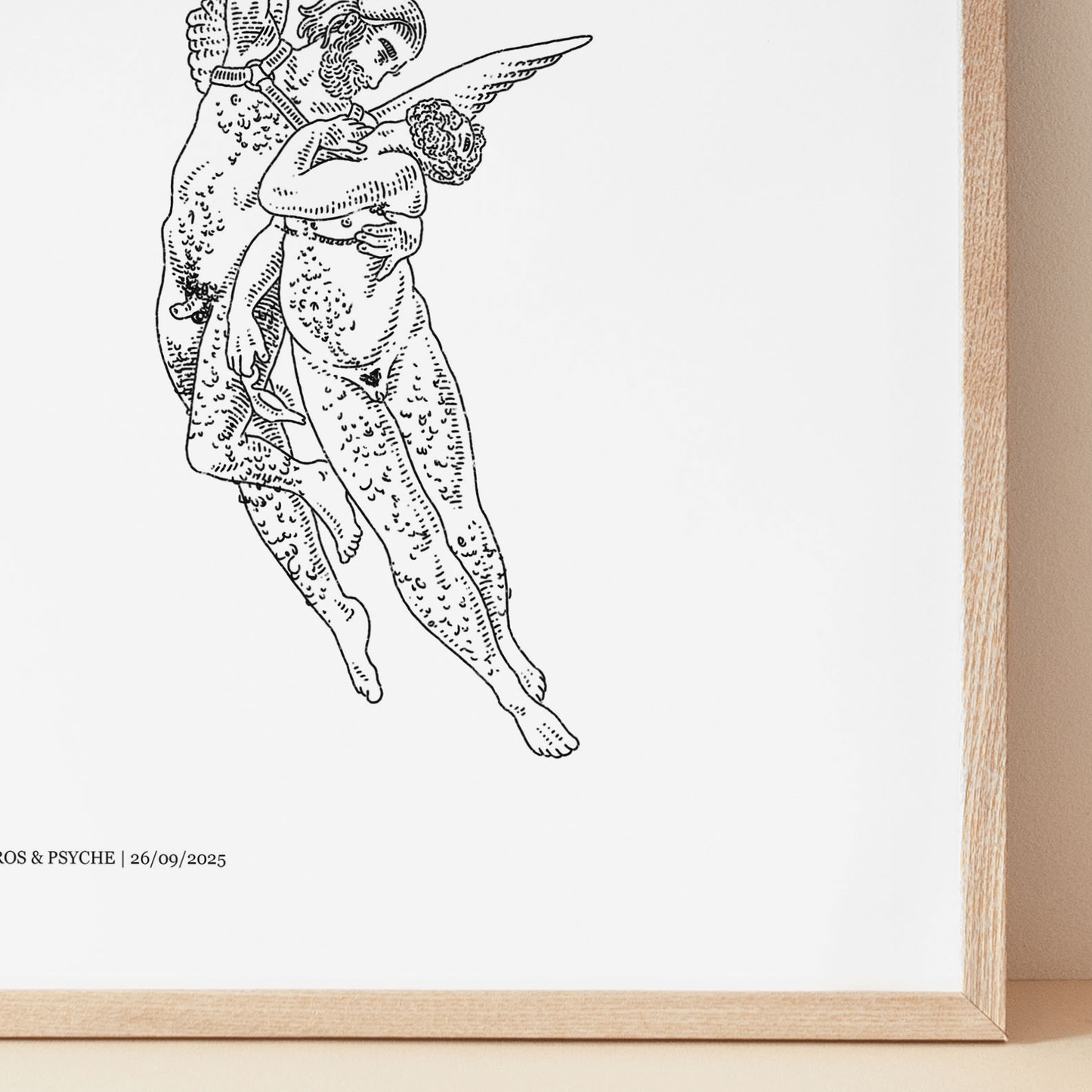 Eros and Psyche Queer Art Print | Trans Masculine Greek Myth Illustration | LGBTQ+ Classical Line Art | Trans Love Fine Art Print A4