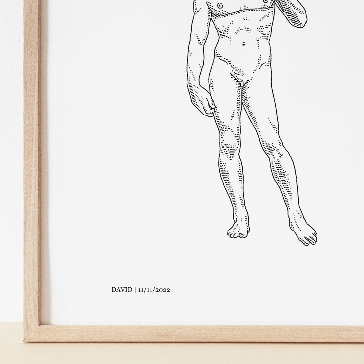 Minimalist Line Art Print | David | Queer Trans Masc Classical Statue
