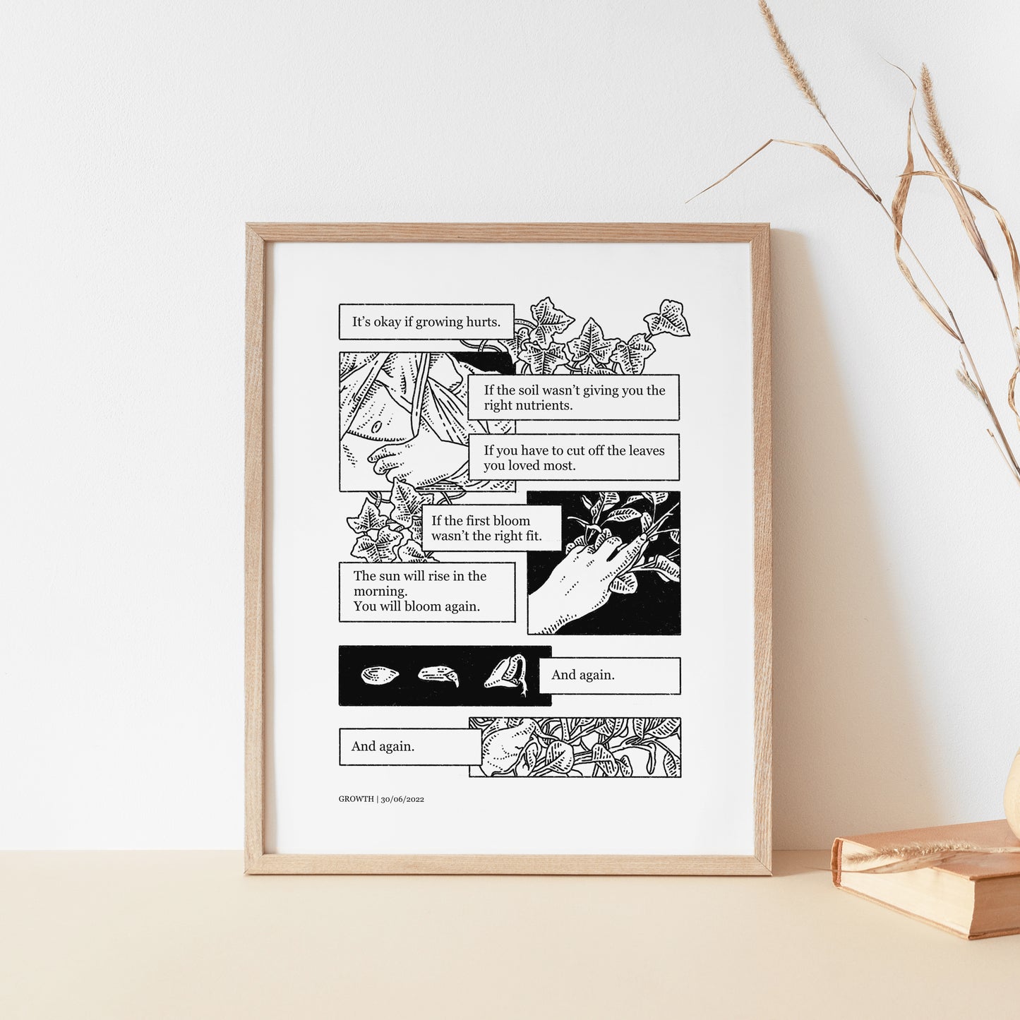Growth Comic Print | Queer & Trans Poetry Line Art
