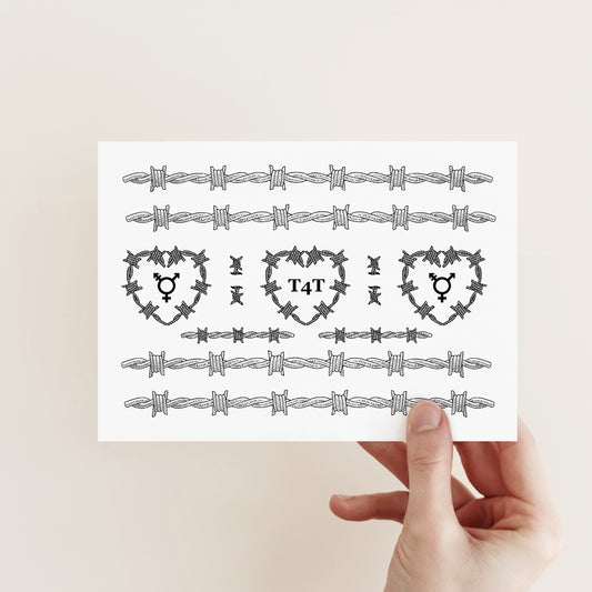 arbed Wire Tattoo Sheet | Queer Trans Temporary Tattoos