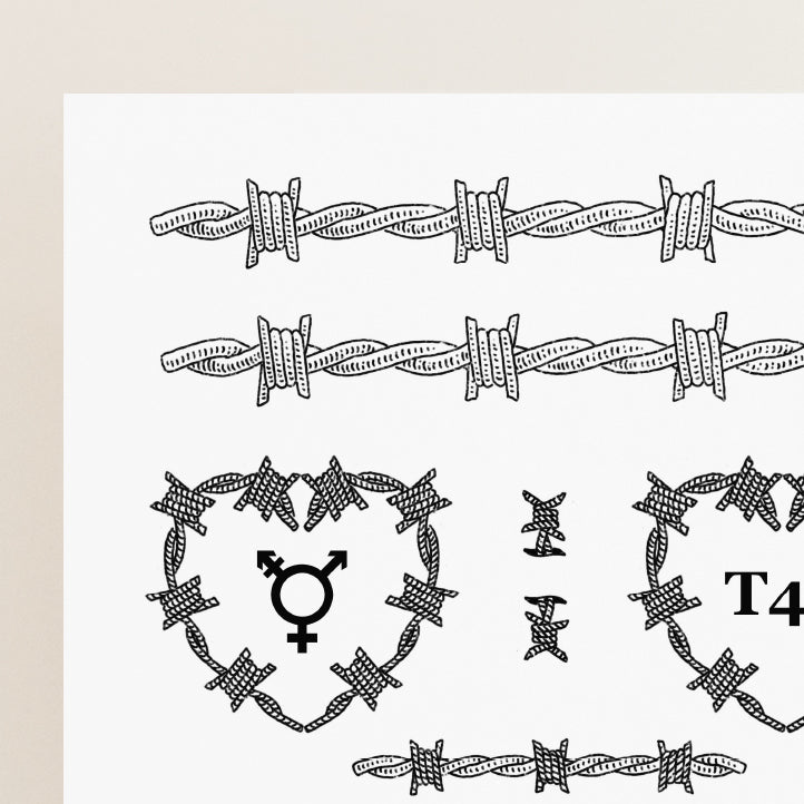 A5 Temporary Tattoo Sheet | Barbed Wire