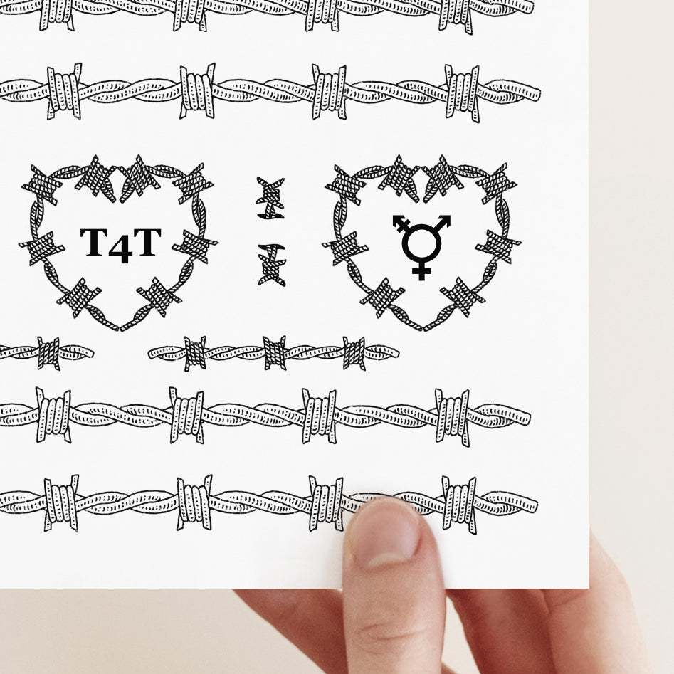 A5 Temporary Tattoo Sheet | Barbed Wire