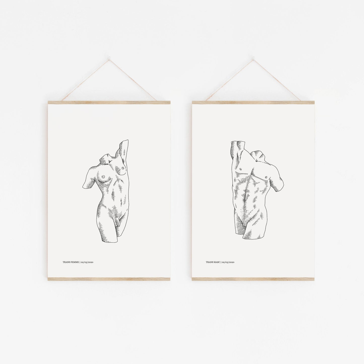 Trans Masc & Femme Nude Bodies | 2 pack | Transgender Art Print 2 Pack