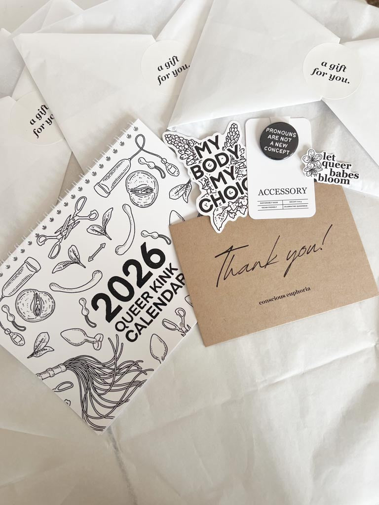 Calender Bundle - Queer Kink Calendar, Stickers & Pronoun Pin