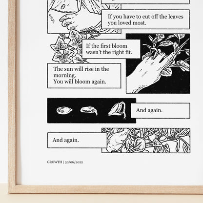 Growth Comic Print | Queer & Trans Poetry Line Art