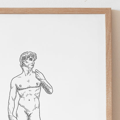 Minimalist Line Art Print | David | Queer Trans Masc Classical Statue