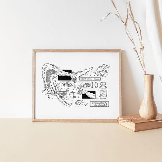 Trans Empowerment Art Print – “We Will Never Be Erased” – Queer Affirmation Poster (A4 & A5)