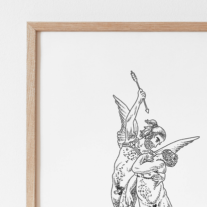 Eros and Psyche Queer Art Print | Trans Masculine Greek Myth Illustration | LGBTQ+ Classical Line Art | Trans Love Fine Art Print A4