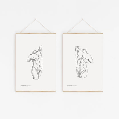 Trans Masc & Femme Nude Bodies | 2 pack | Transgender Art Print 2 Pack