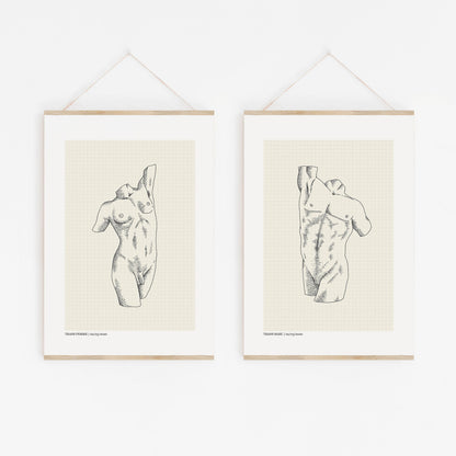 Trans Masc & Femme Nude Bodies | 2 pack | Transgender Art Print 2 Pack